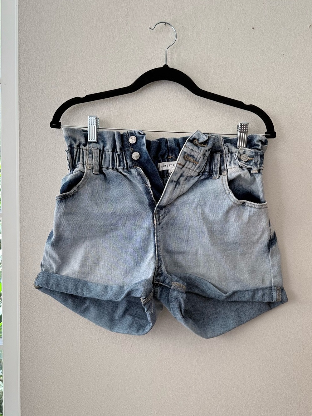 Almost Famous Light Blue Paperbag Waist Denim Shorts